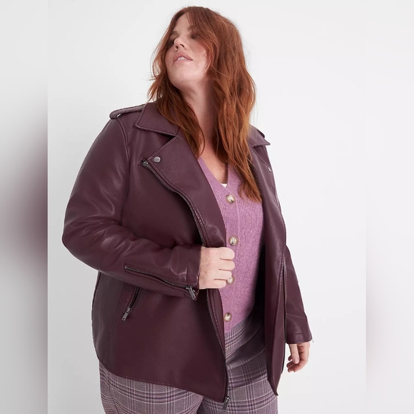 Lane Bryant Rich Burgundy Leather Jacket - Picture 4 of 5